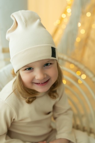 Przejdź do produktu Bluzka z bawełny prążkowanej - maślana