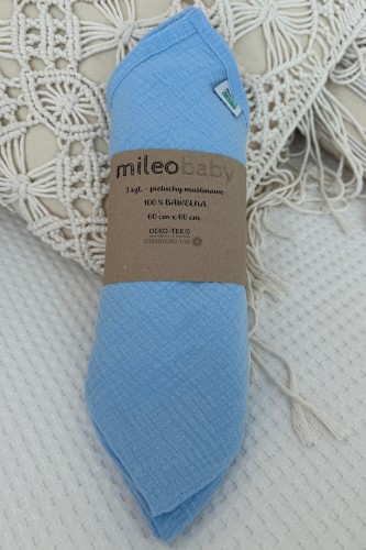 Przejdź do produktu Pieluszki muślinowe - zestaw 3 szt. 60x60 cm - Pure Nest Collection - Błękitne
