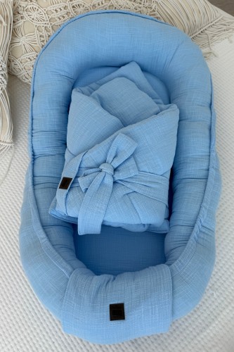 Przejdź do produktu Pakiet Mini – pierwsze otulenie - Pure Nest Collection - Błękitny