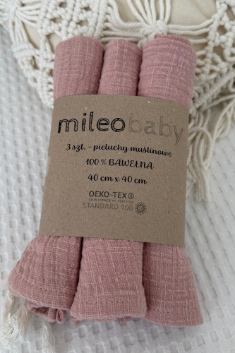 Przejdź do produktu Pieluszki muślinowe - zestaw 3 szt. 40x40 cm - Pure Nest Collection  - Brudny róż