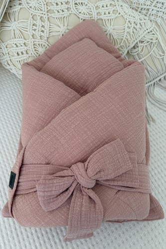 Przejdź do produktu Rożek/kołderka 2w1 z poduszką - Pure Nest Collection - Brudny róż