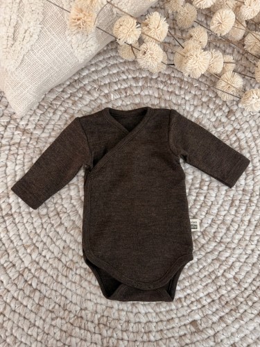 Przejdź do produktu Body kopertowe z 100% wełny merino - Palona Kawa