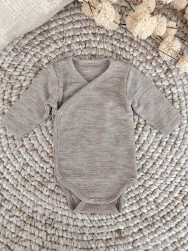 Przejdź do produktu Body kopertowe z 100% wełny merino - Owsiany Melanż