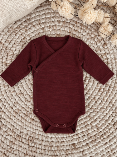 Przejdź do produktu Body kopertowe z 100% wełny merino - Leśna Żurawina
