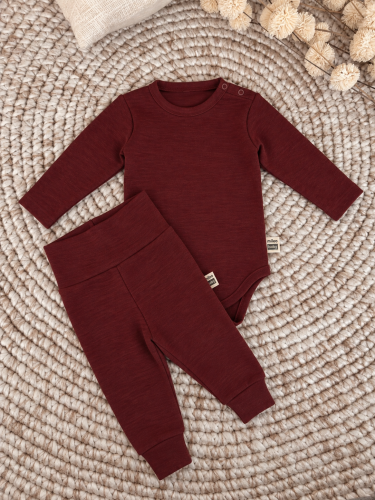 Przejdź do produktu Zestaw body i spodnie  z 100% wełny merino - Leśna Żurawina