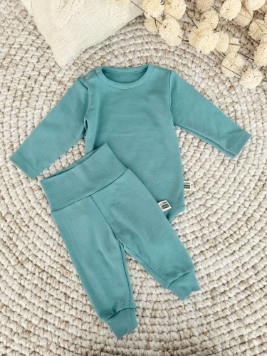 Przejdź do produktu Zestaw body i spodnie  z 100% wełny merino - Mrożona mięta