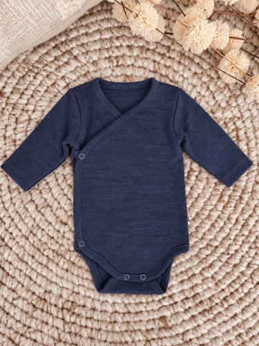 Przejdź do produktu Body kopertowe z 100% wełny merino - Burzowe Niebo
