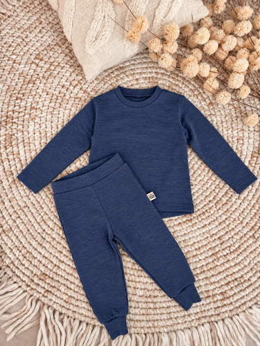 Przejdź do produktu Zestaw bluzka i spodnie  z 100% wełny merino - Burzowe Niebo