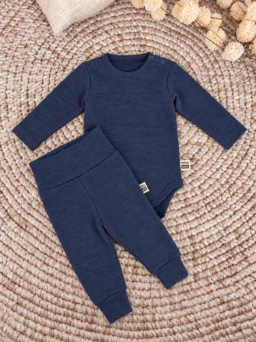 Przejdź do produktu Zestaw body i spodnie  z 100% wełny merino - Burzowe Niebo
